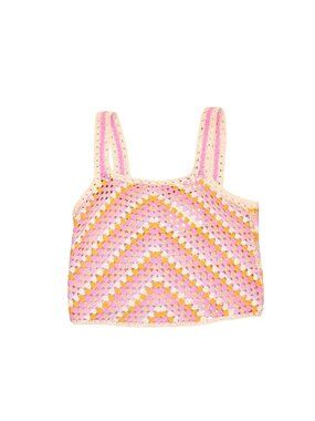 Cotton Emporium Crochet Knit Crop Tank Top, Size M NWT